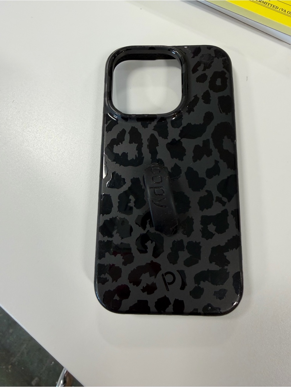 Loopy Black Glossy Leopard Print iPhone 14 Pro Case